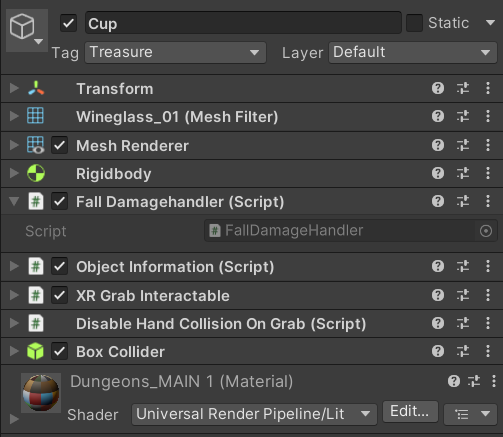 Artefact components in Unity