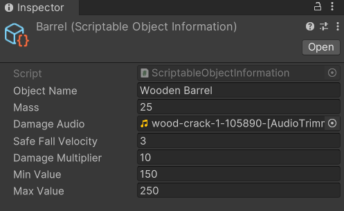 Artefact Scriptable Object setup